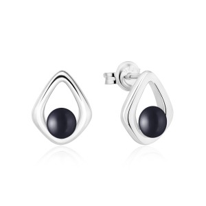 Cercei argint cu perle naturale negre DiAmanti SK24212E_B-G (Argint 925‰ 2,3 g.)